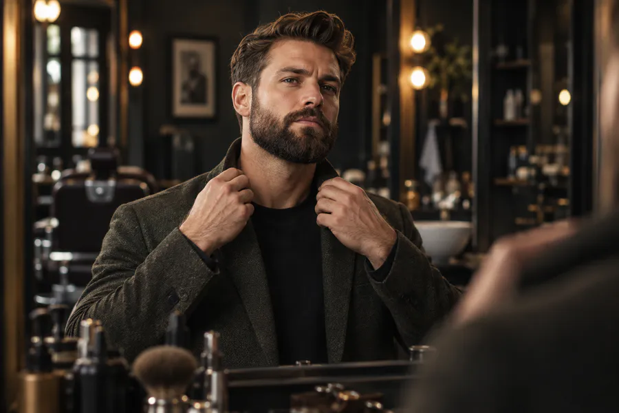 A man with a carefully shaped beard